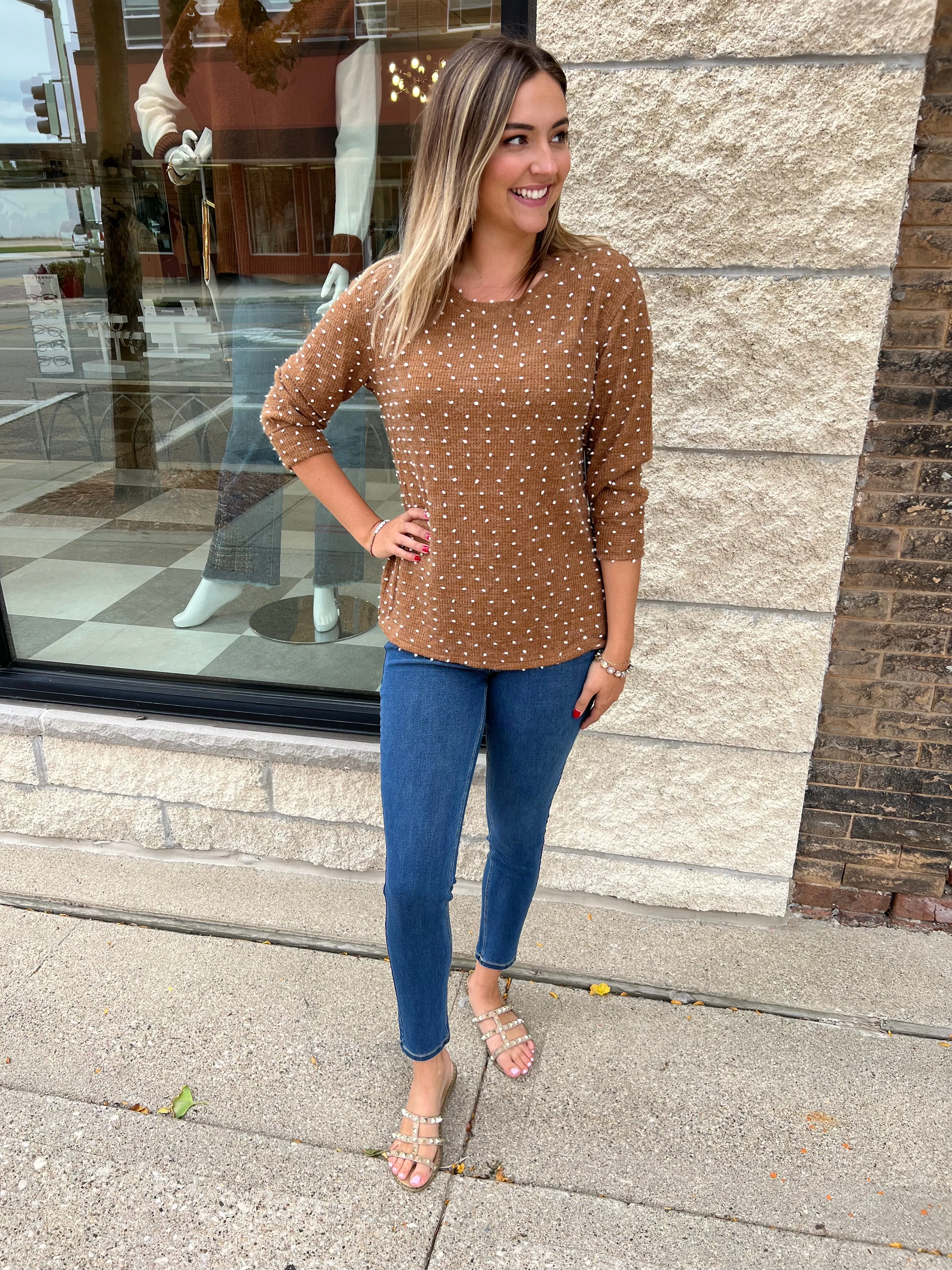 Polka Dot Sweater - Tobacco