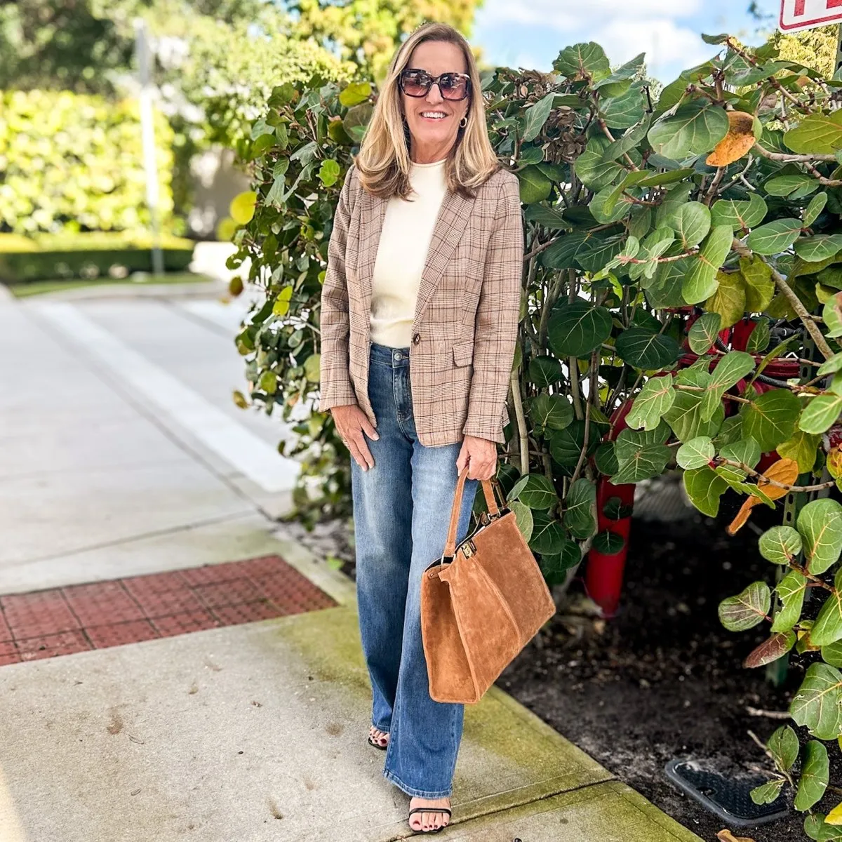 Preppy Plaid Blazer | Khaki & Navy