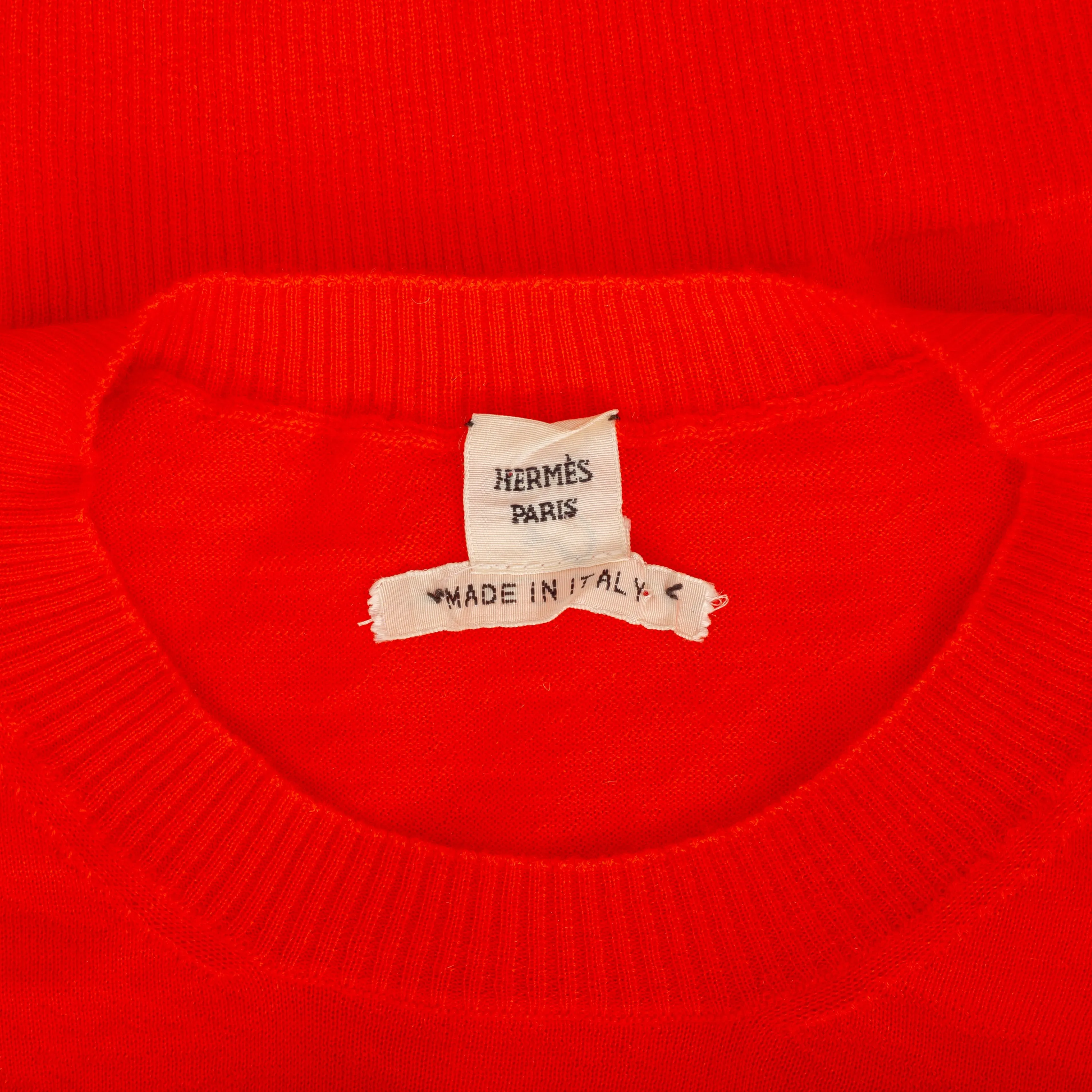 Red Cashmere Crewneck Ribbed-Trim Short Sleeve Tee