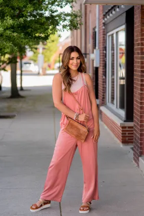 Relaxed Thin Strapped Button Jumpsuit