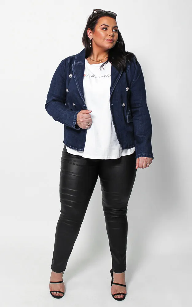 Royalty Denim Blazer Jacket - Dark Blue