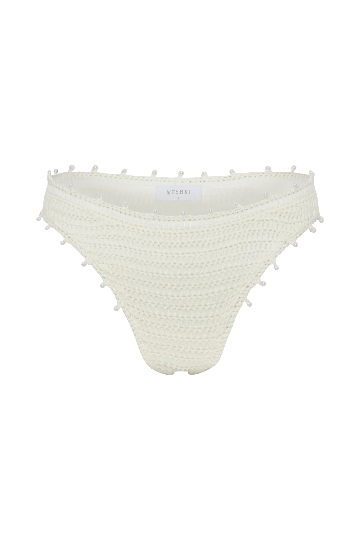 Sadie Pearl Knit Bikini Bottom - White