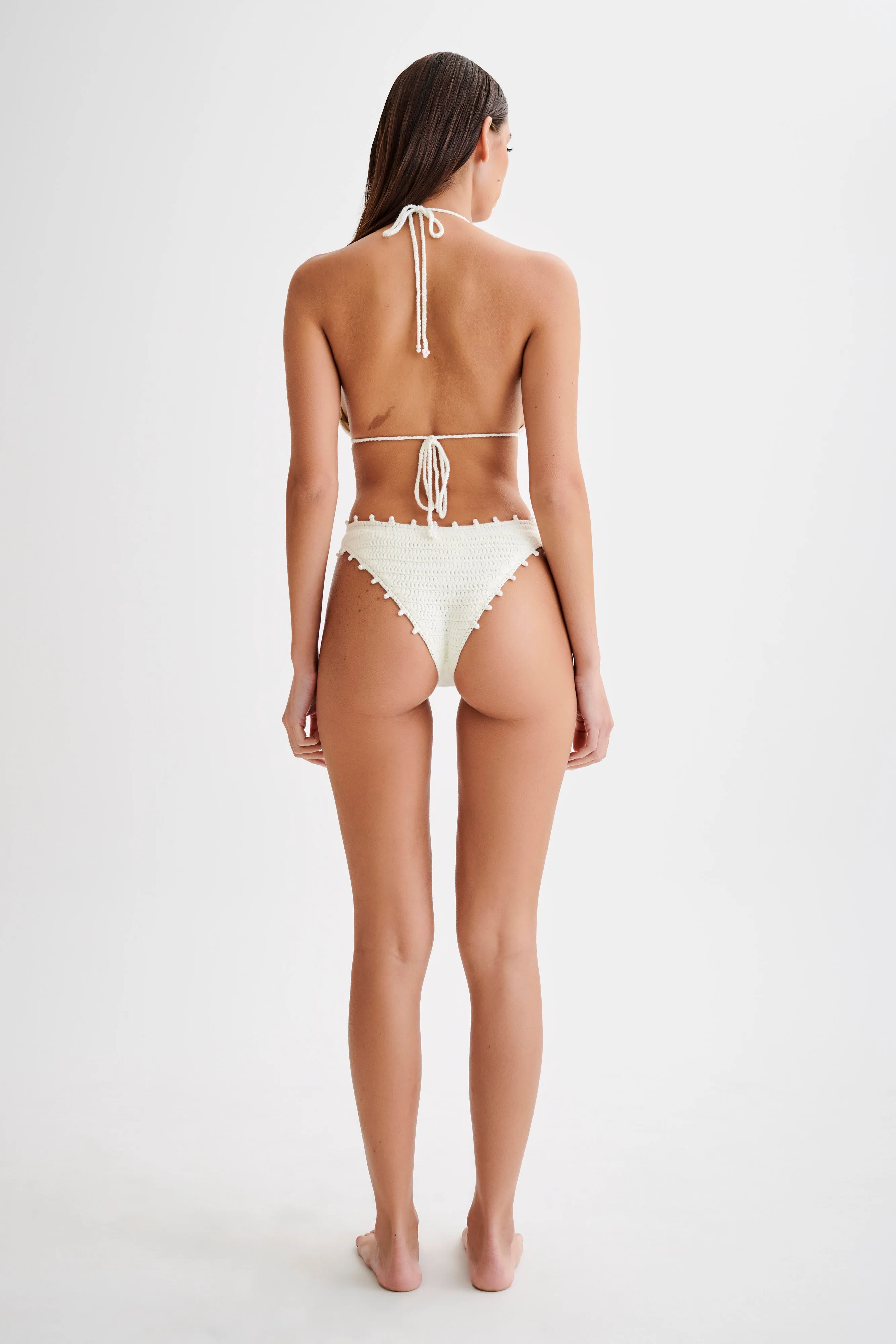 Sadie Pearl Knit Bikini Bottom - White