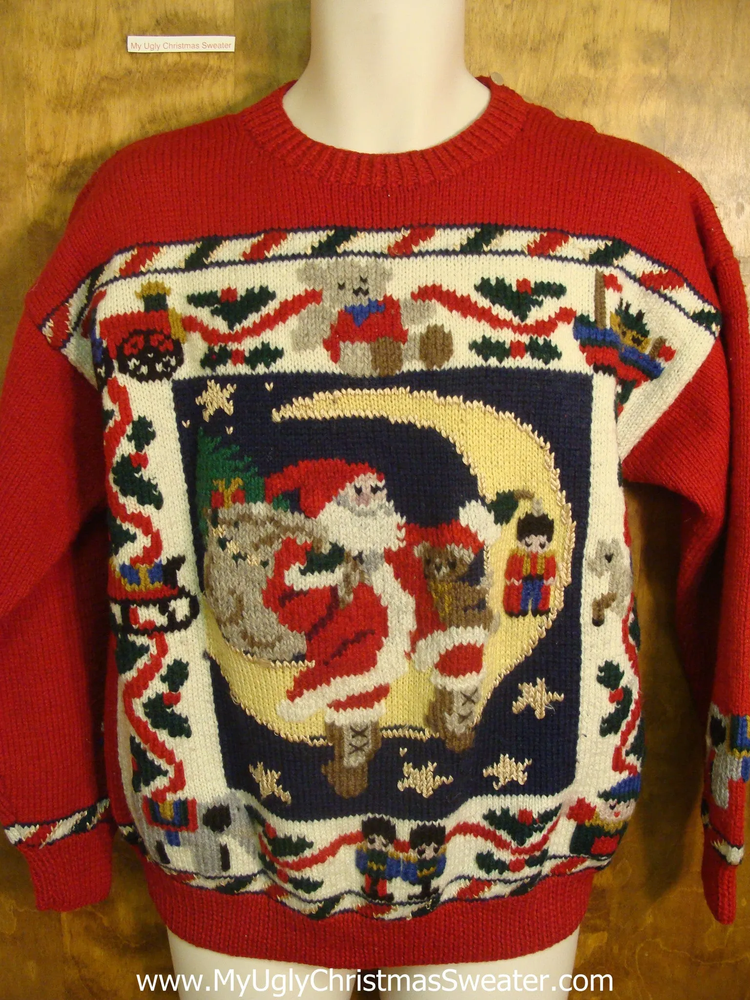 Santa Over The Moon Tacky Xmas Sweater