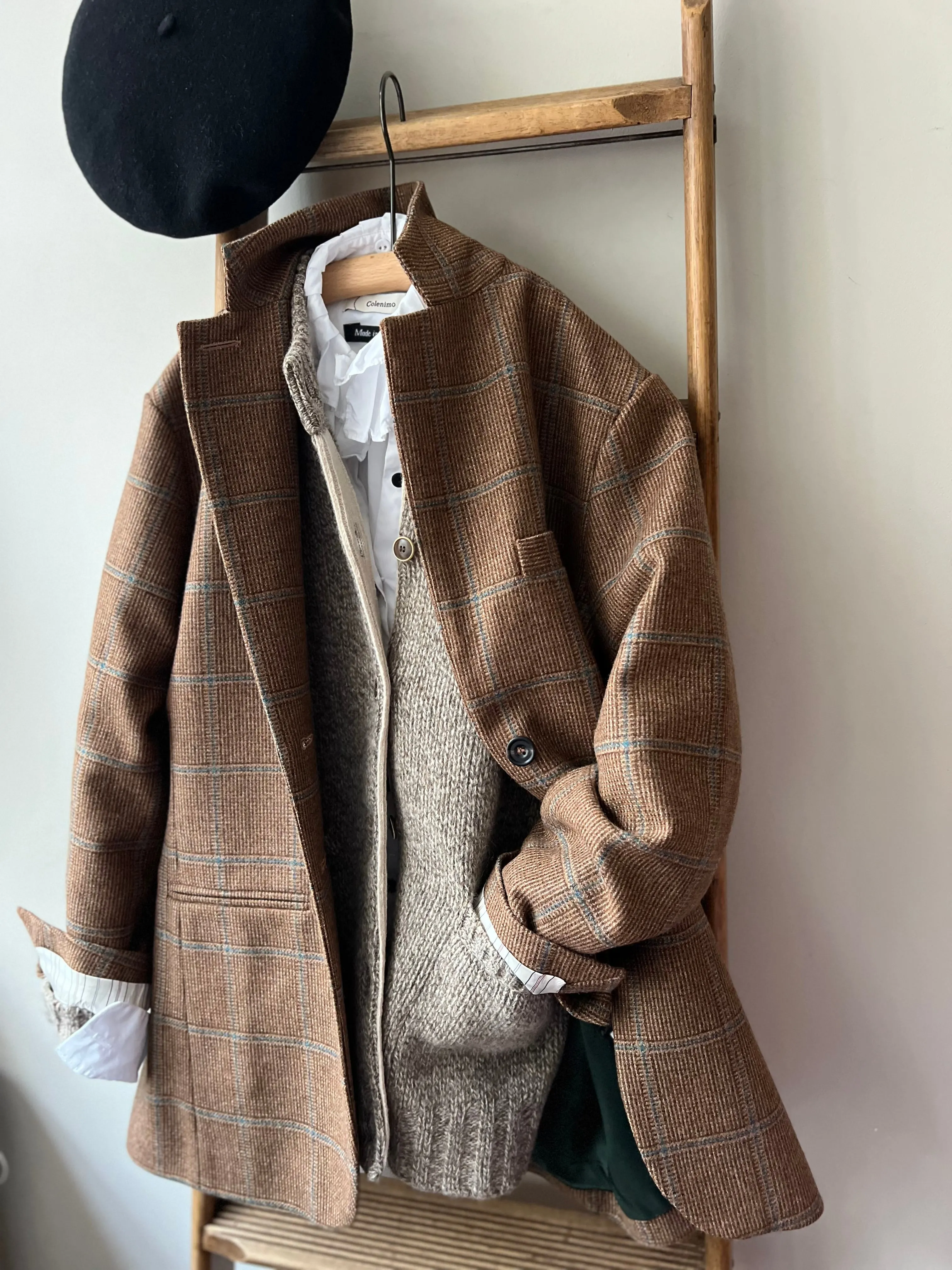 Scottish Merino Wool Blazer / Brown Cheviot