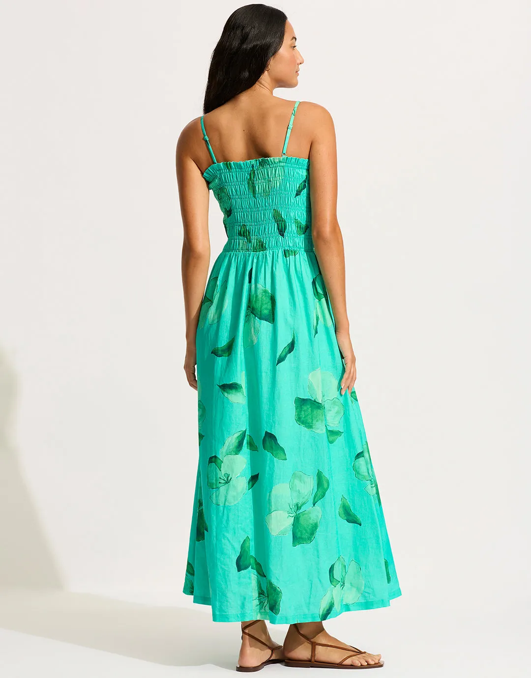 Secret Garden Shirred Maxi Dress - Jade