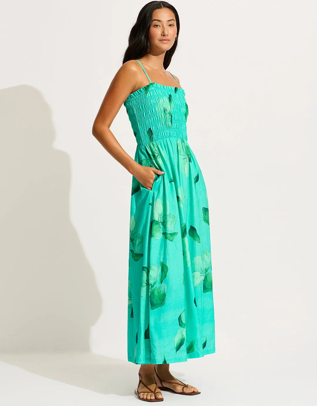 Secret Garden Shirred Maxi Dress - Jade