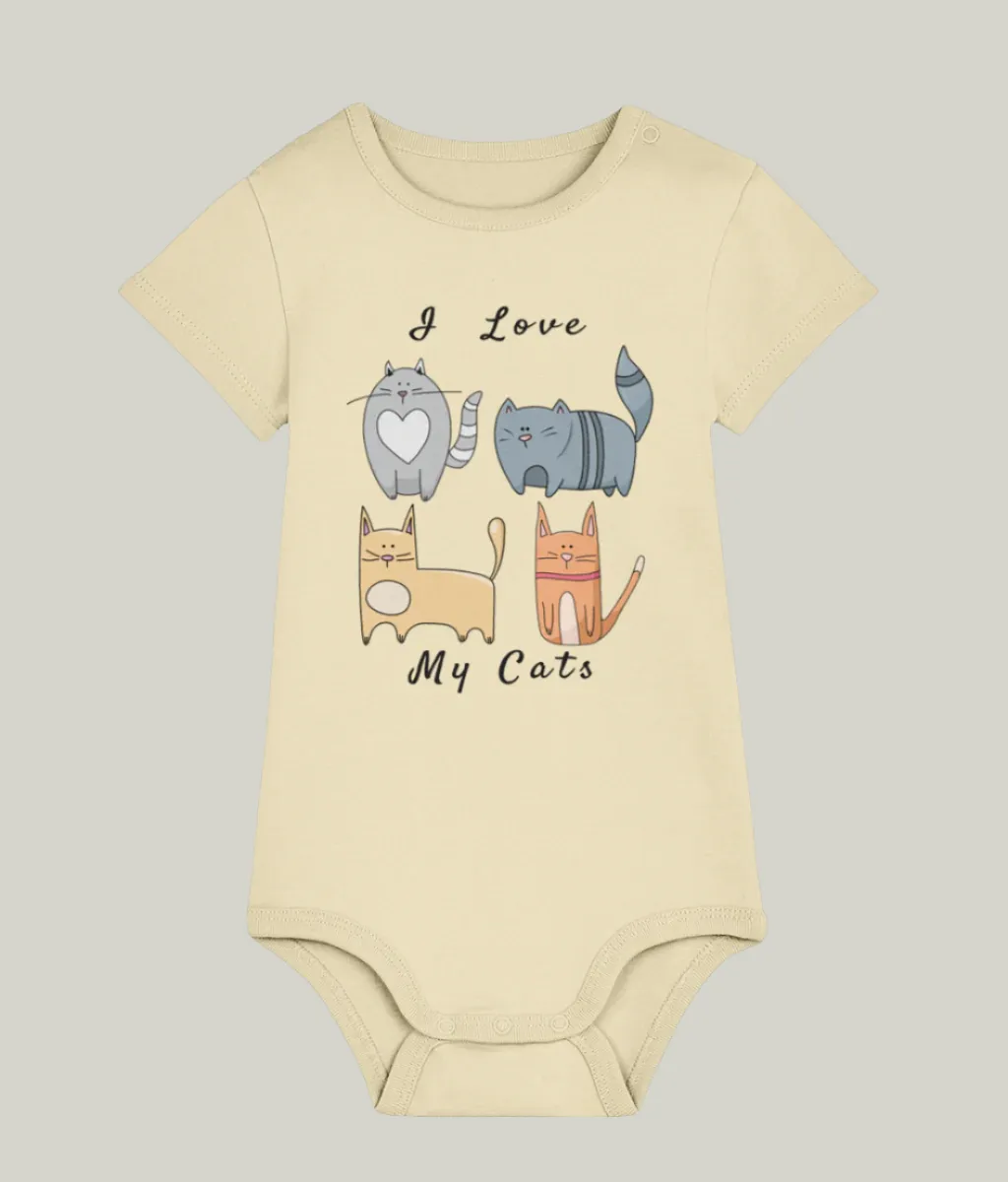 See'-soo Baby "I Love my cats" 100% Organic Cotton Bodysuit