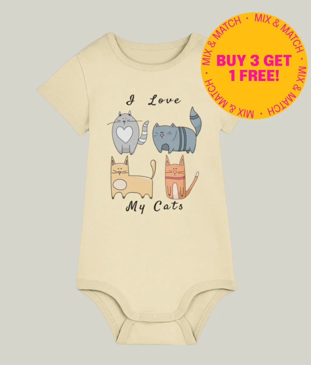 See'-soo Baby "I Love my cats" 100% Organic Cotton Bodysuit