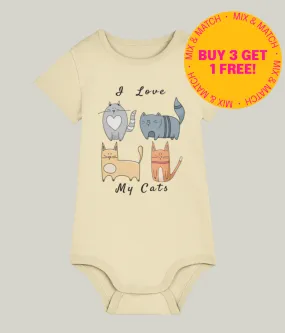 See'-soo Baby "I Love my cats" 100% Organic Cotton Bodysuit