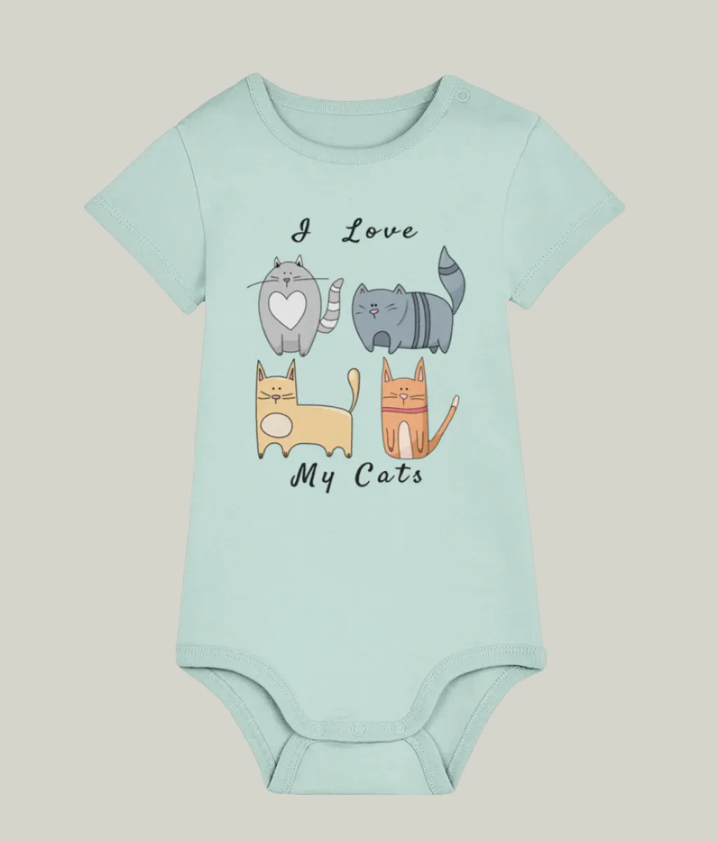 See'-soo Baby "I Love my cats" 100% Organic Cotton Bodysuit