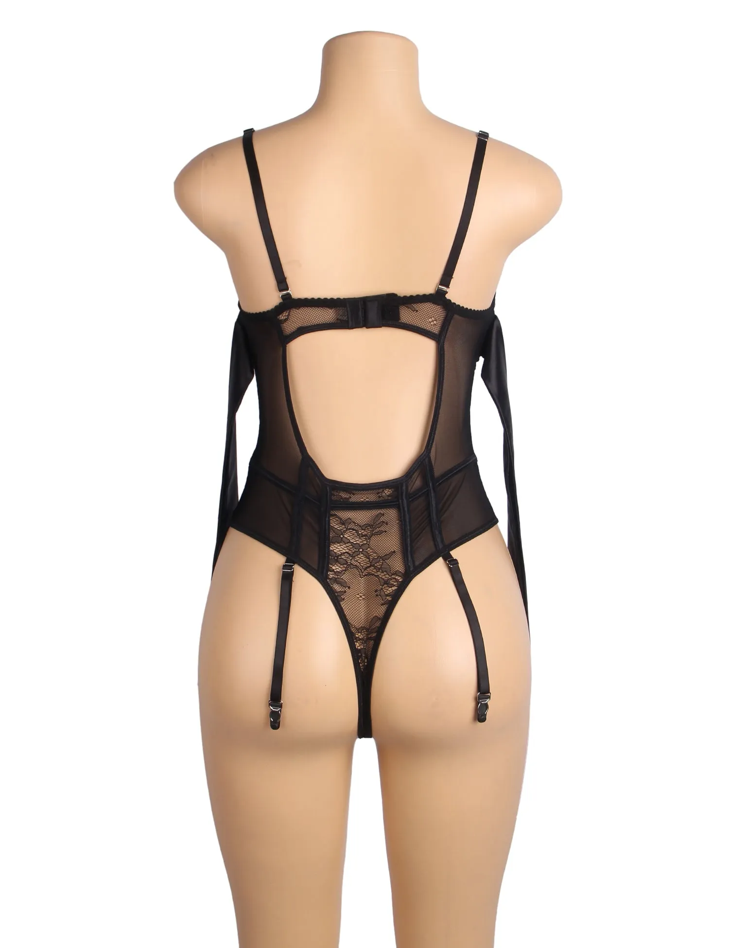 Sexy Lace Crotchless Garter Bodysuit