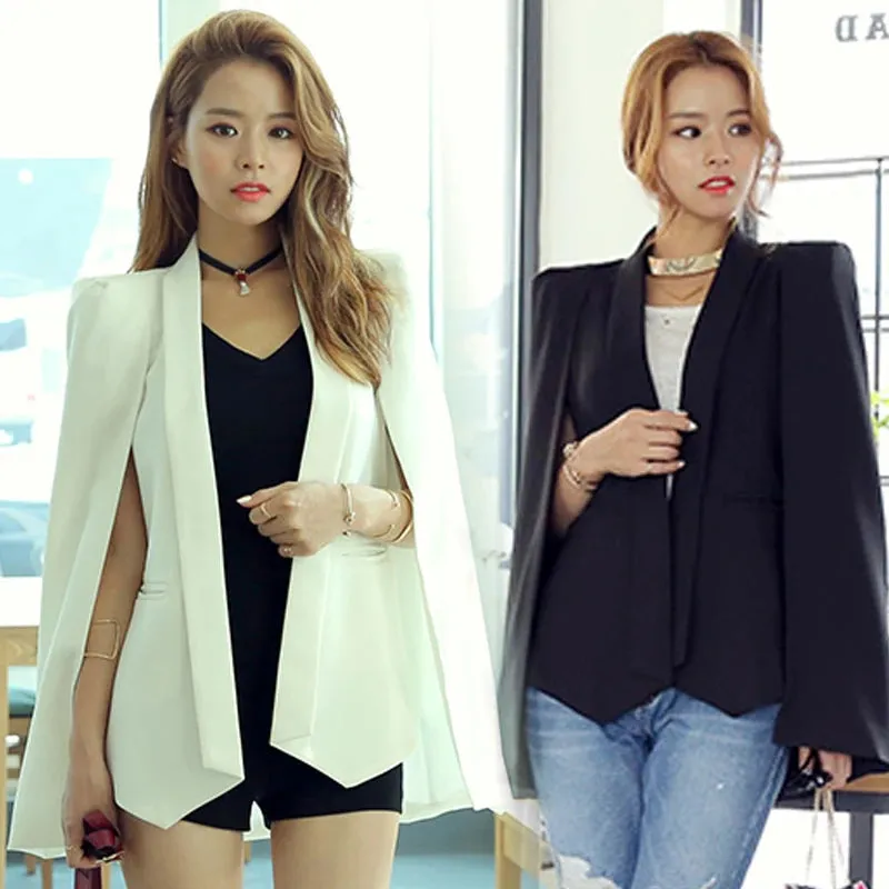 Shawl Collar Split Sleeve Blazer Cape