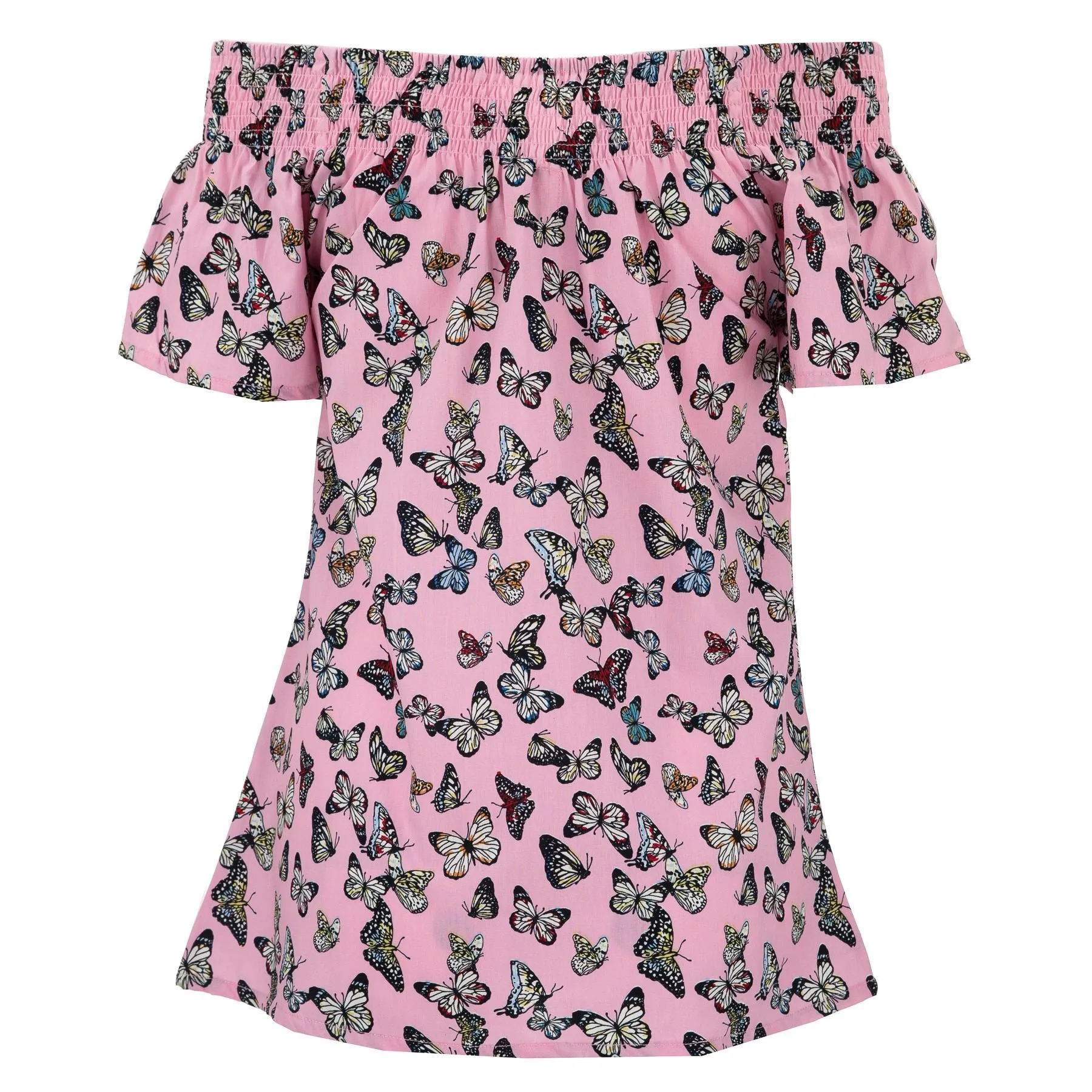 Shirred Super Top - Pink Butterfly