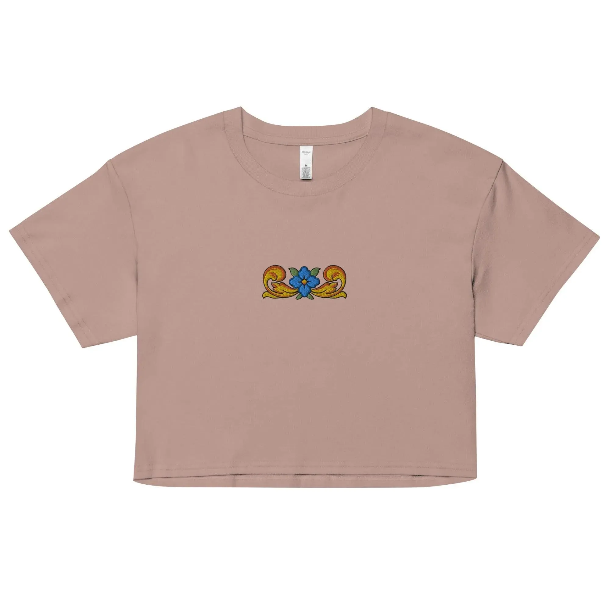 Sicilian Tile Embroidered Cropped T-Shirt