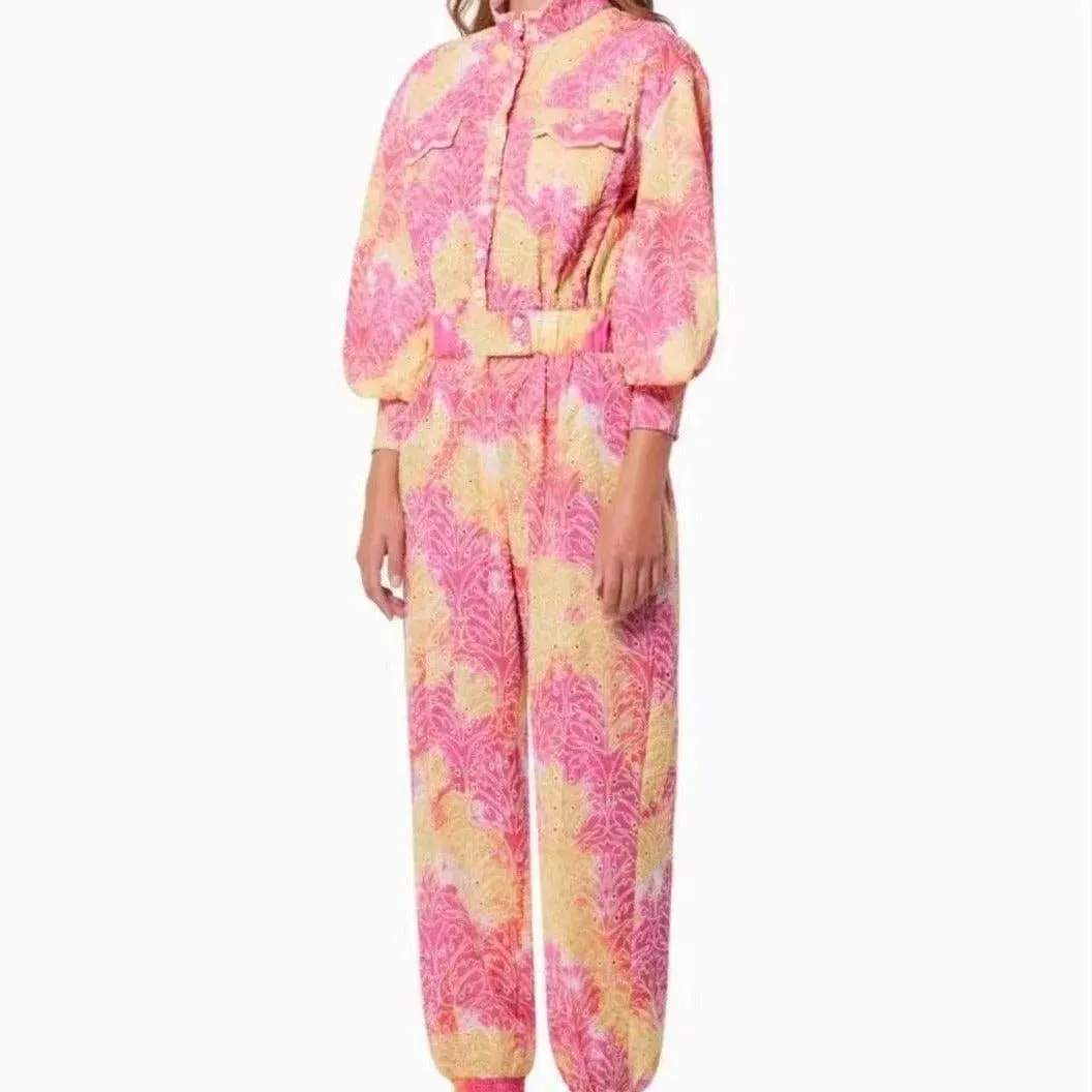 Sienna Puff Sleeve High Neck Top Printed Jumpsuit