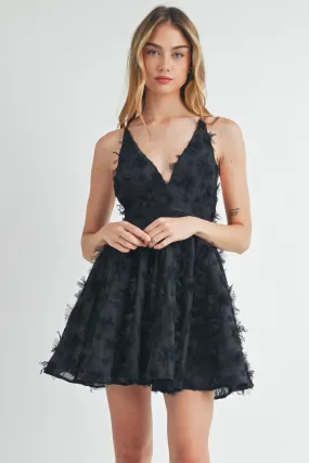 Sierra Tulle Flare Mini Dress - Black