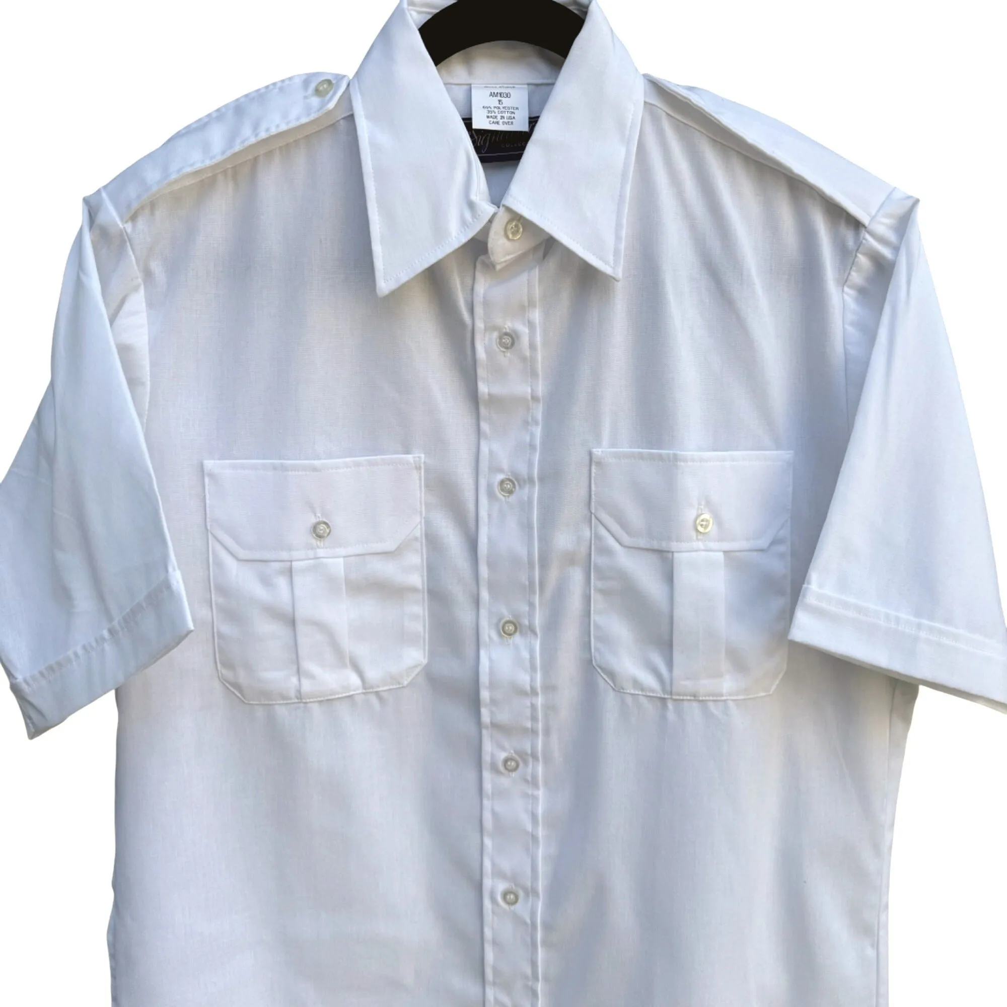 Signature Collection Mens White Short Sleeve Uniform Aviation Work Shirt New L