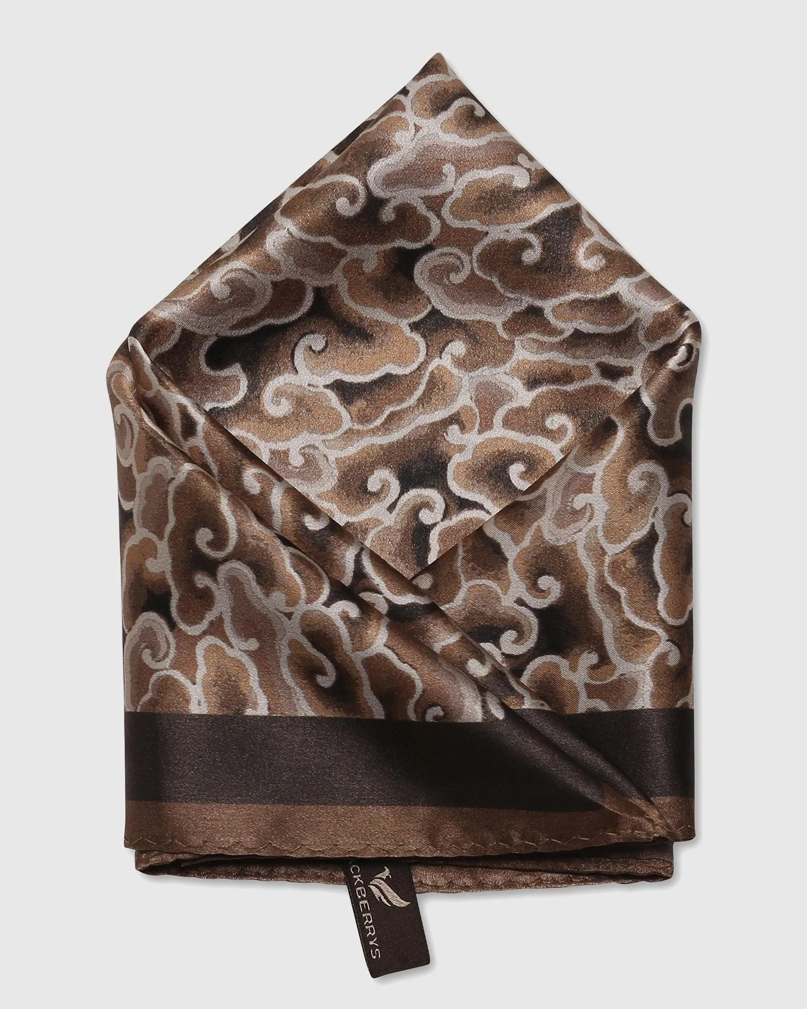 Silk Tobacco Brown Printed Pocket Square - Seven