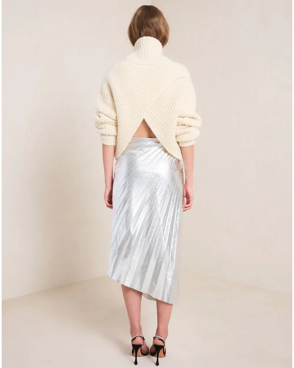 Silver Metallic Vegan Leather Tori Skirt