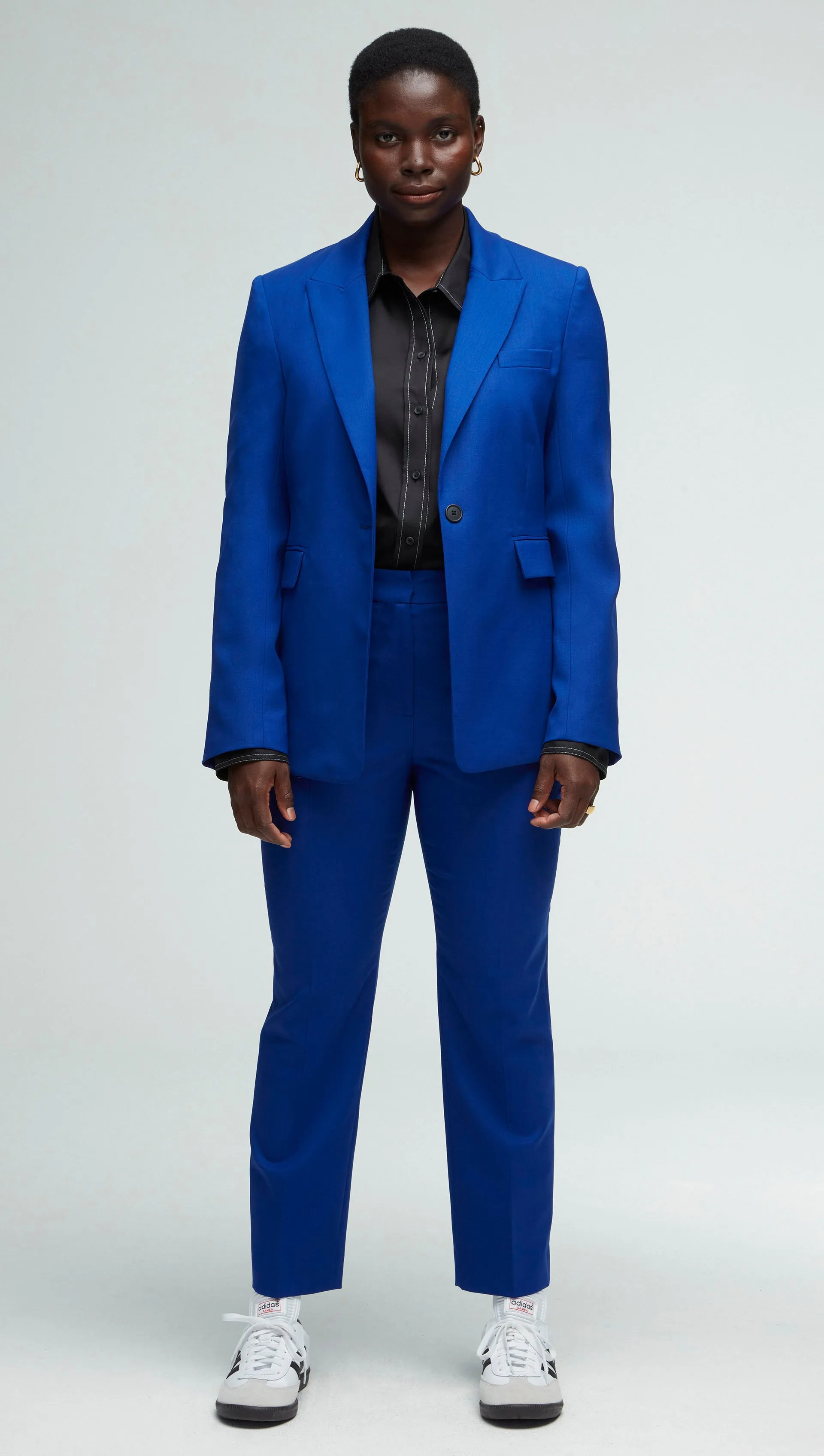 Single Button Blazer in Seasonless Wool | Cobalt