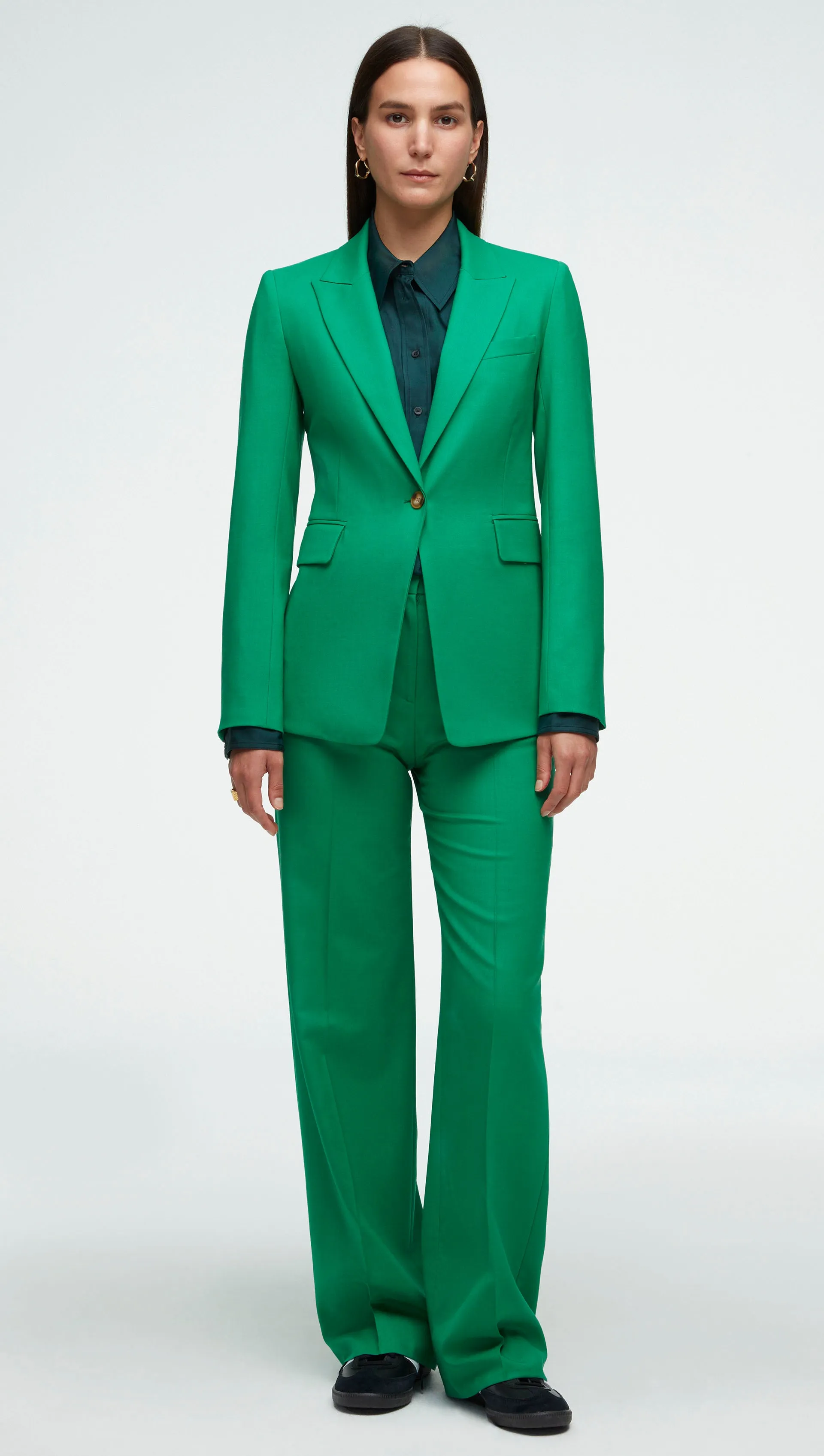 Single Button Blazer in Seasonless Wool | Kelly Green