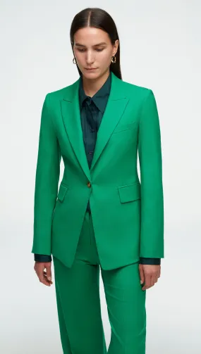 Single Button Blazer in Seasonless Wool | Kelly Green