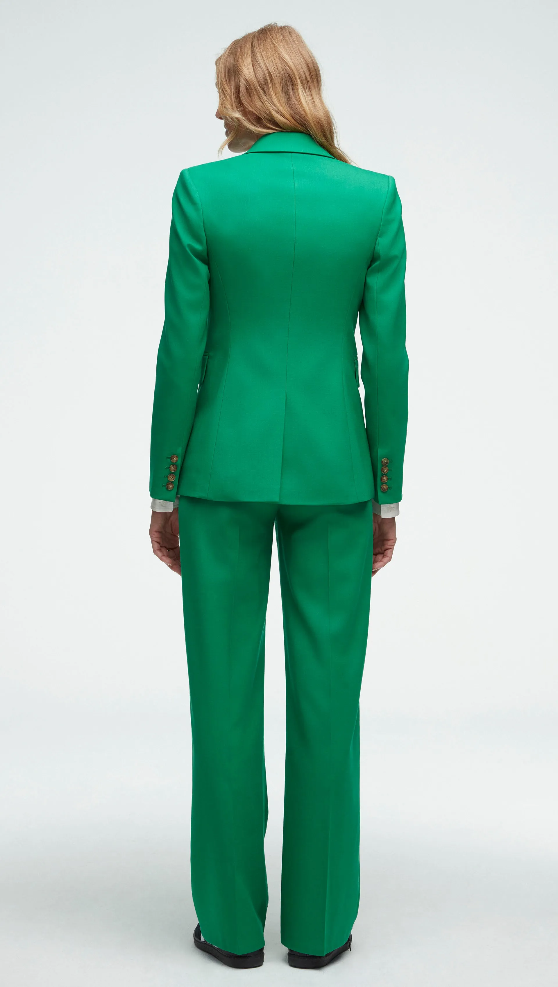 Single Button Blazer in Seasonless Wool | Kelly Green