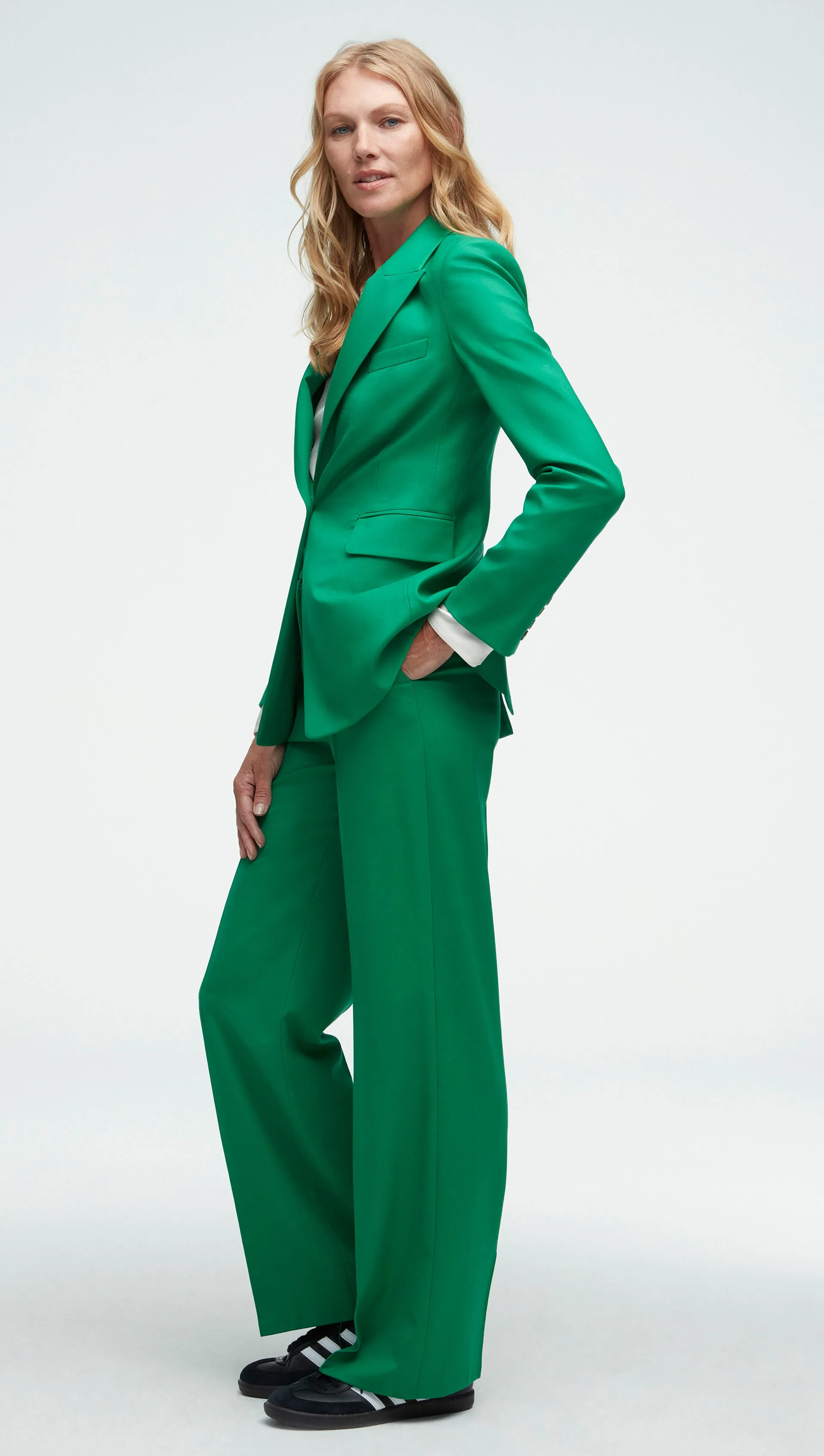 Single Button Blazer in Seasonless Wool | Kelly Green