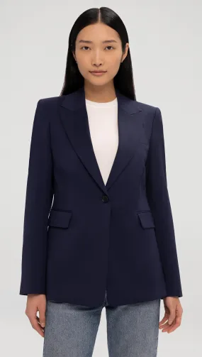 Single Button Blazer in Seasonless Wool | Navy