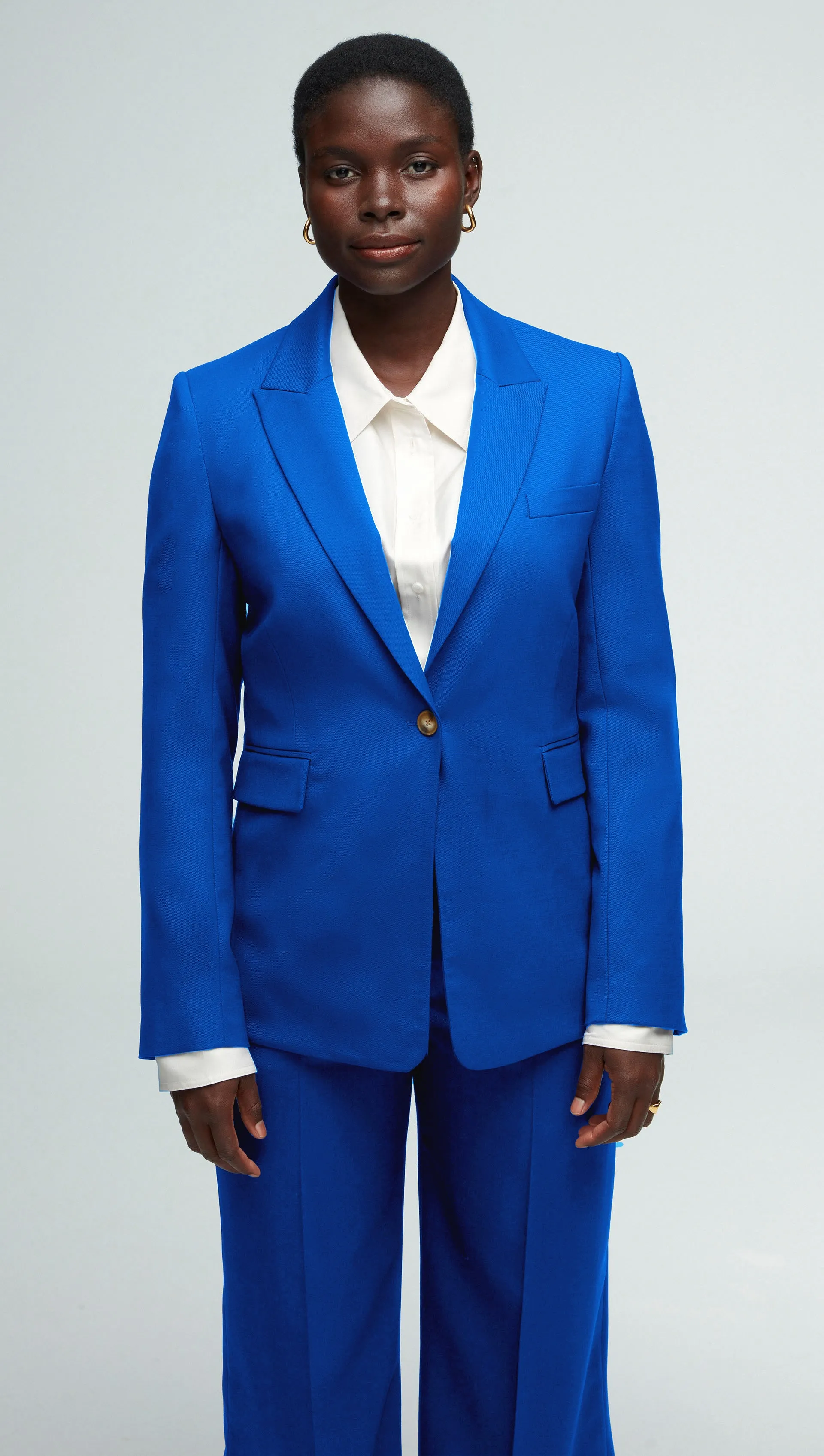 Single Button Blazer in Seasonless Wool | Royal Blue