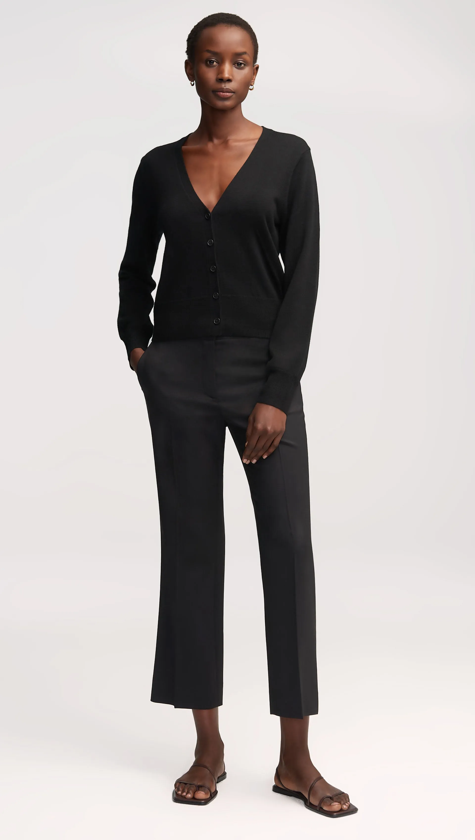 Slim Kick Flare Trouser in Seasonless Wool | Black