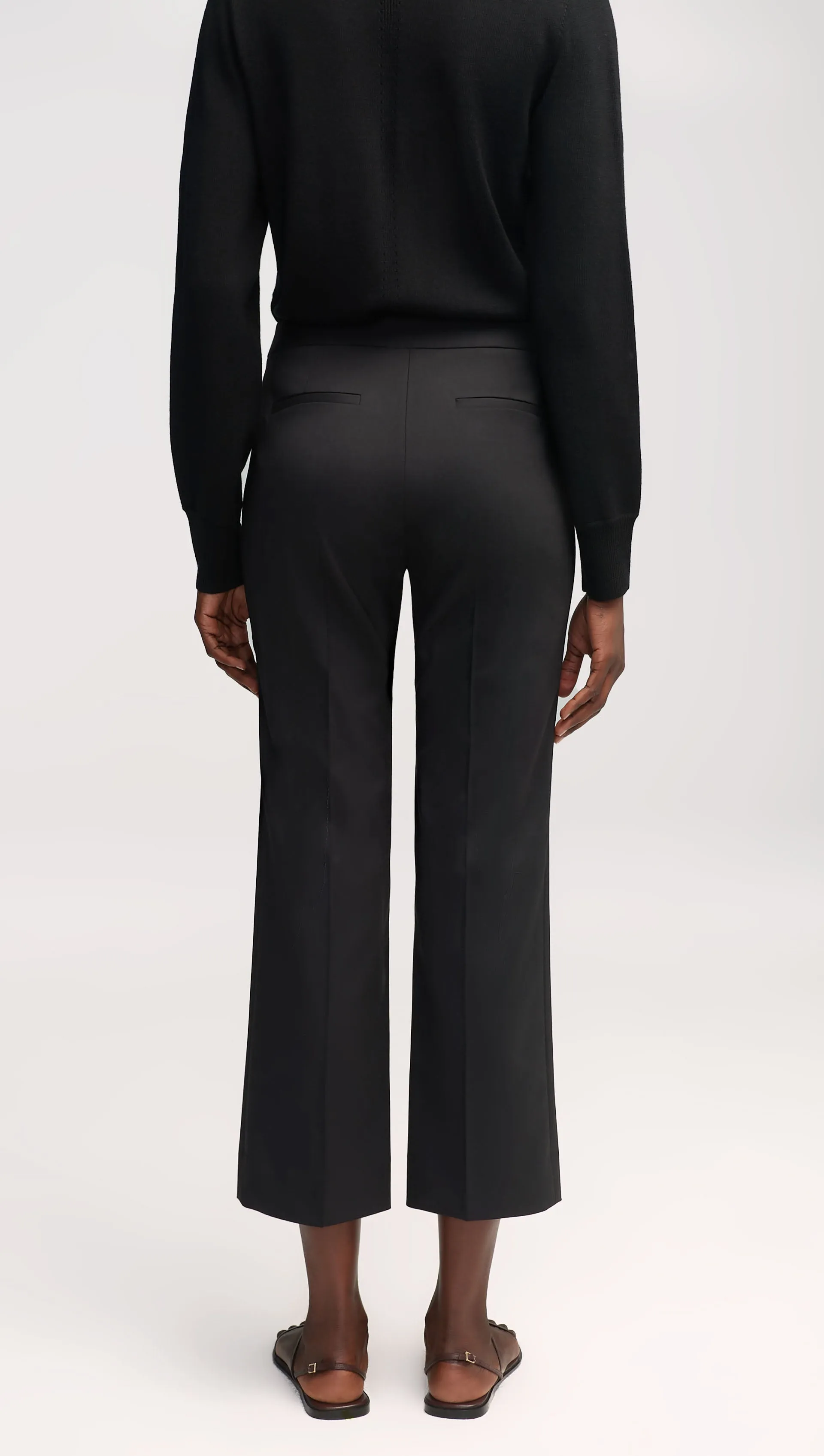 Slim Kick Flare Trouser in Seasonless Wool | Black