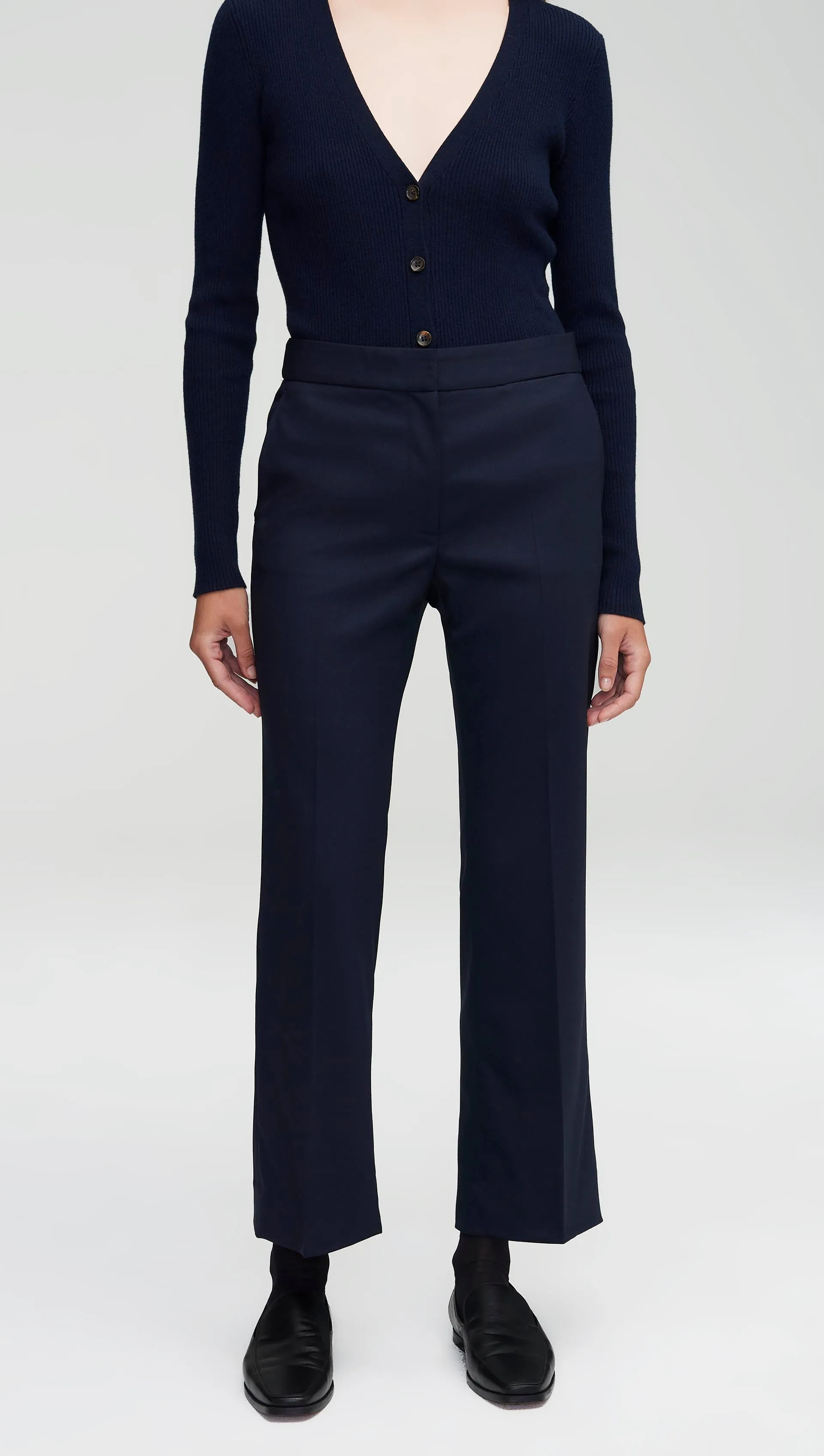 Slim Kick Flare Trouser in Seasonless Wool | Midnight