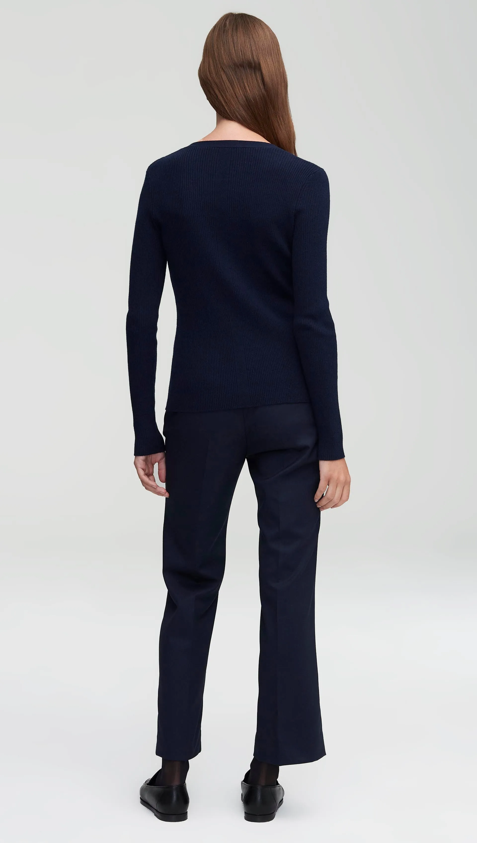 Slim Kick Flare Trouser in Seasonless Wool | Midnight