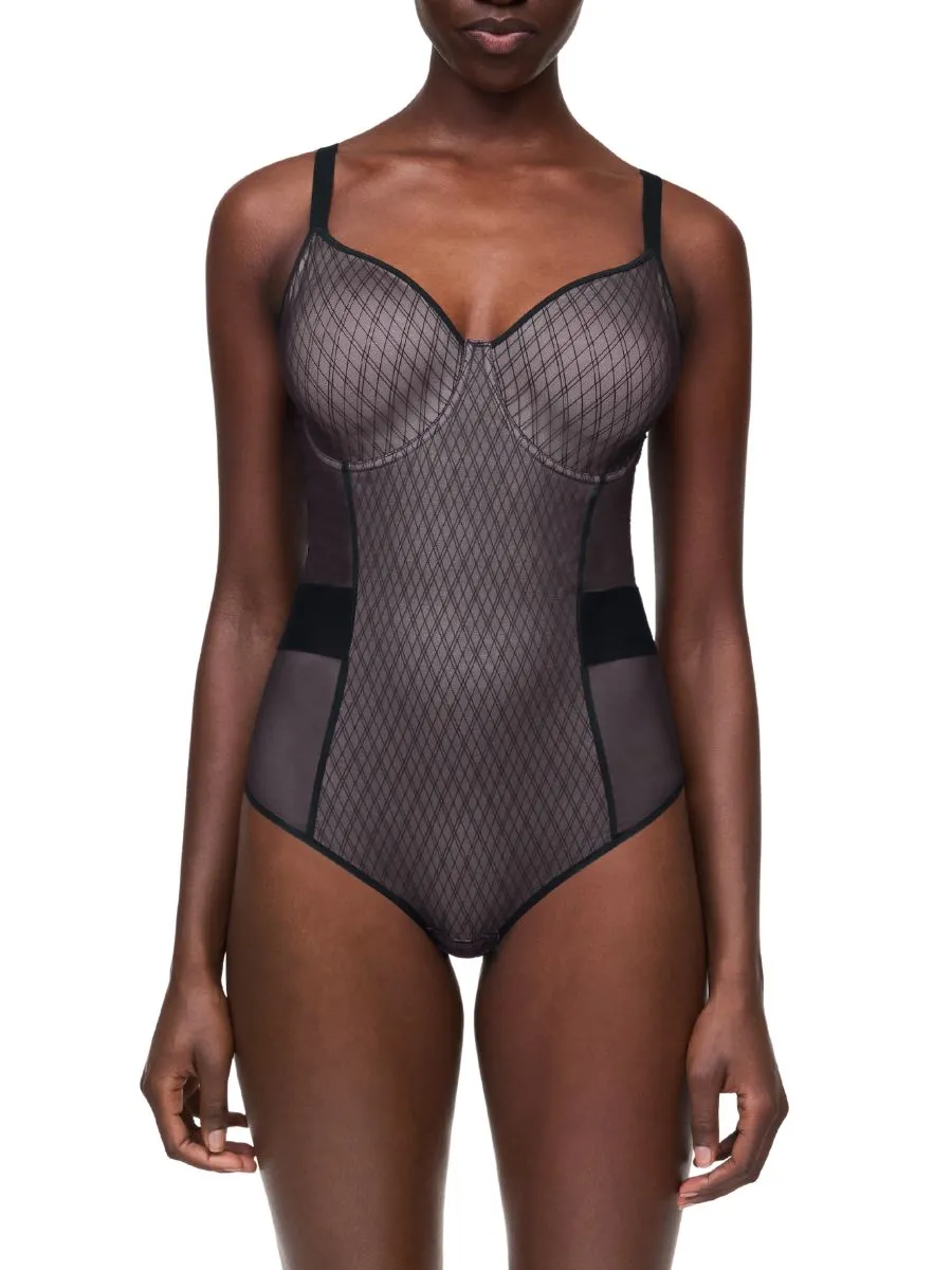 Smooth Lines Bodysuit - Black/Beige