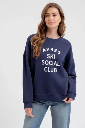 SOCIAL CLUB PRINT LONG SLEEVE KNIT TOP