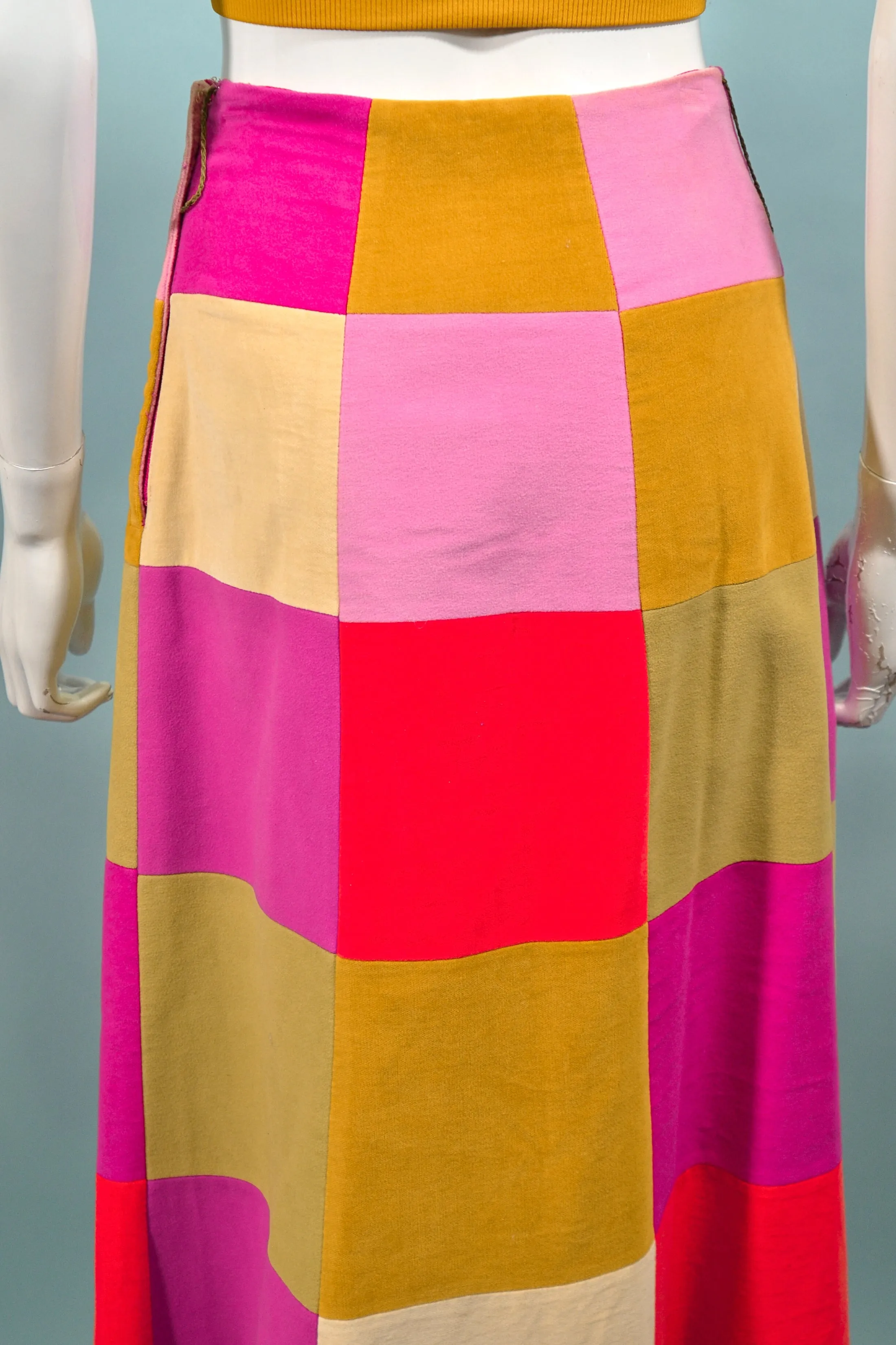 SOLD Bill Atkinson, Vintage 60s/70s Patchwork Velvet Maxi Skirt XS/S