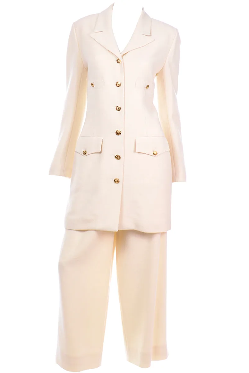 Sonia Rykiel Paris Vintage Ivory Trouser & Jacket Pantsuit