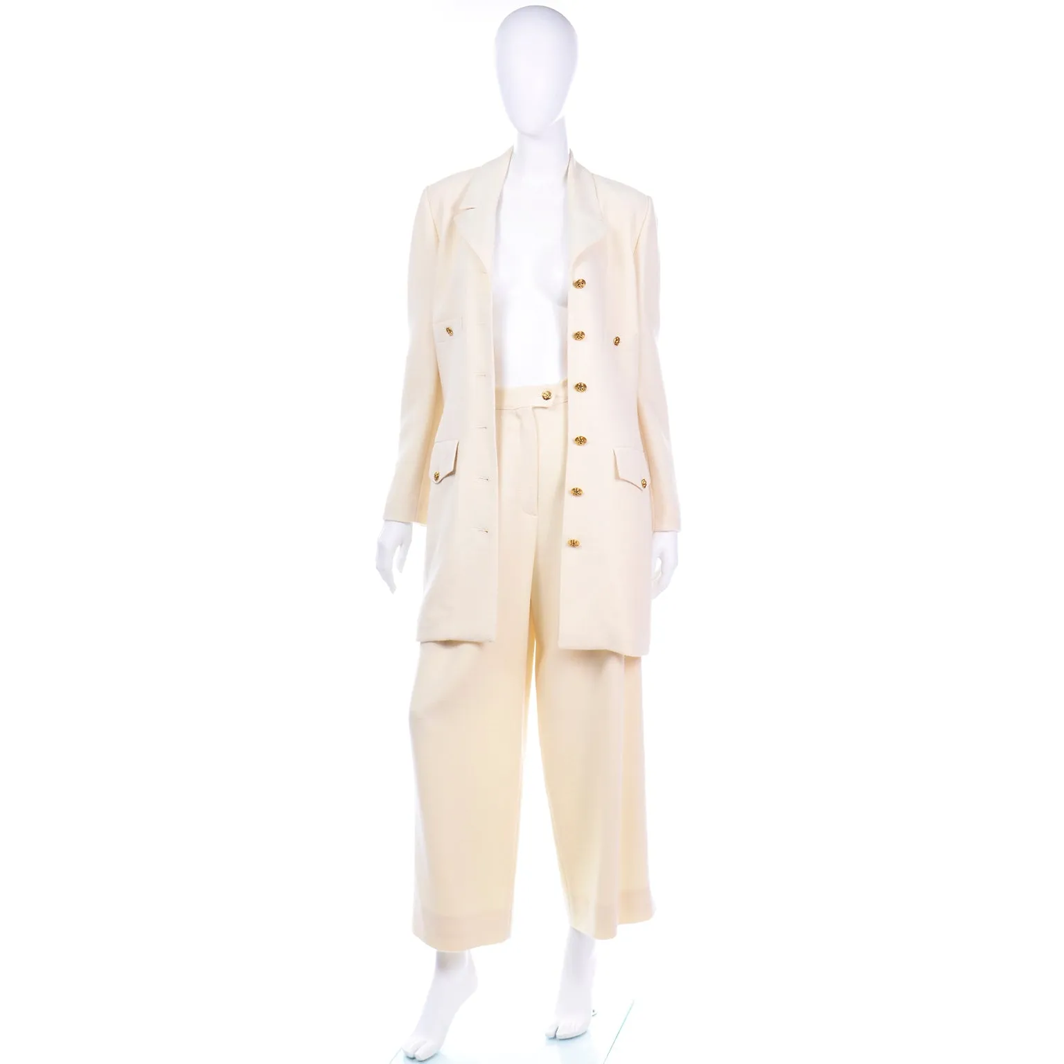 Sonia Rykiel Paris Vintage Ivory Trouser & Jacket Pantsuit