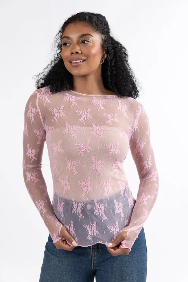 Speak Your Truth Pink Long Sleeve Layering Blouse