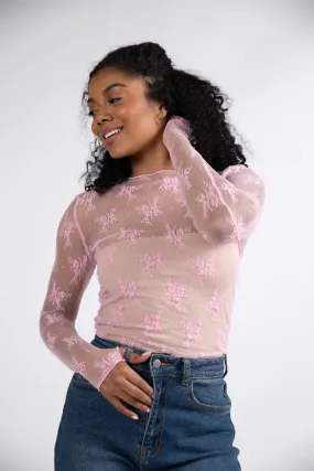 Speak Your Truth Pink Long Sleeve Layering Blouse