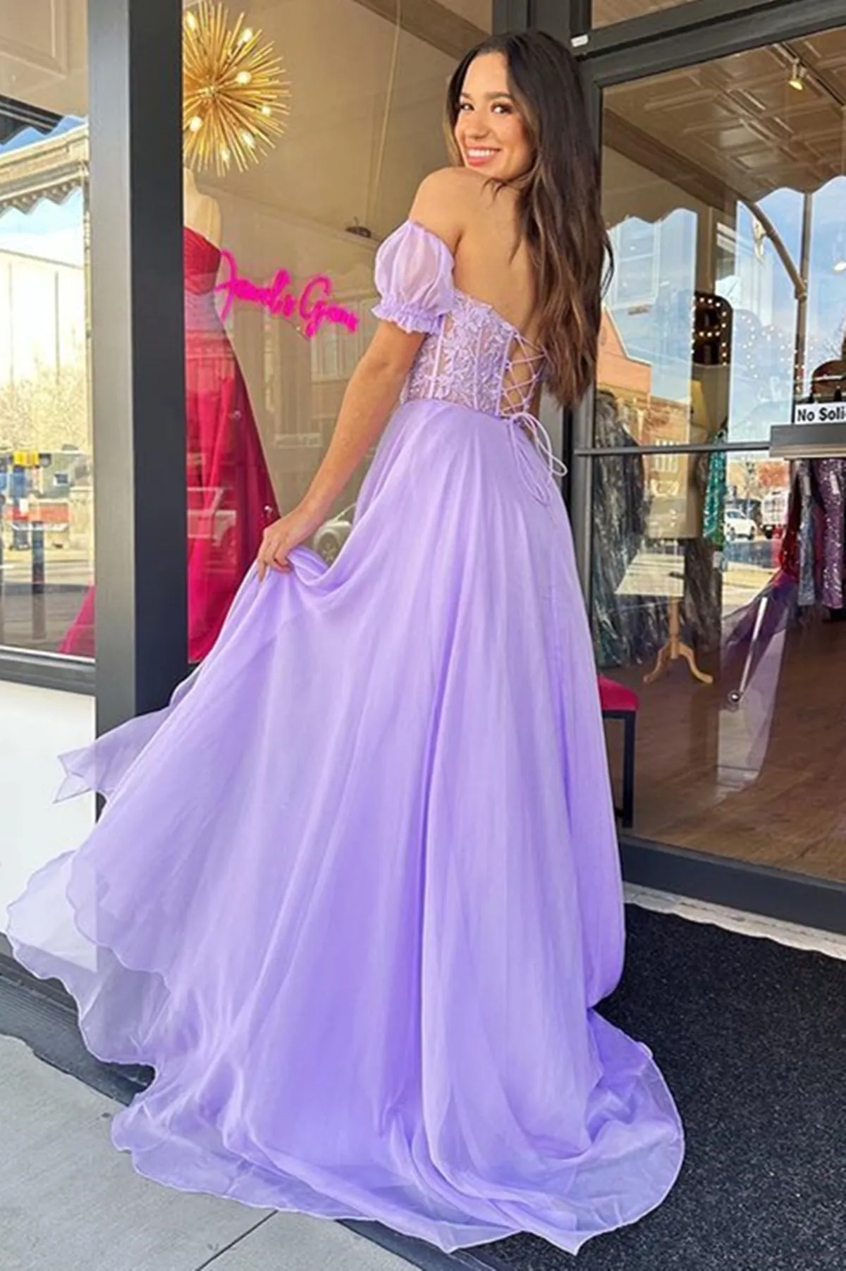 Strapless Sweetheart Neck Purple Lace Long Prom Dress, Lavender Lace Formal Dress, Lilac Evening Dress A1784