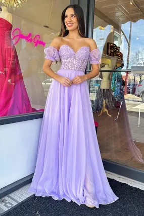 Strapless Sweetheart Neck Purple Lace Long Prom Dress, Lavender Lace Formal Dress, Lilac Evening Dress A1784