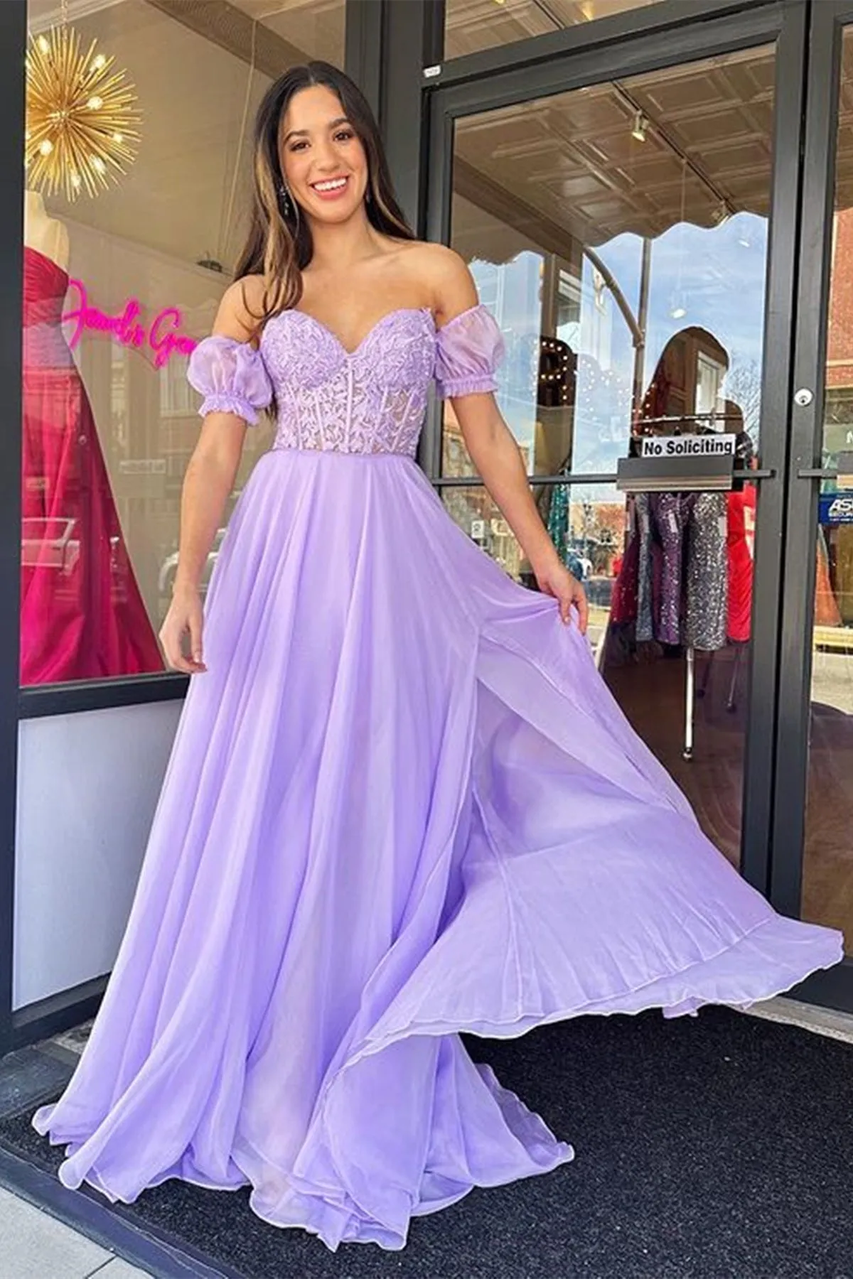 Strapless Sweetheart Neck Purple Lace Long Prom Dress, Lavender Lace Formal Dress, Lilac Evening Dress A1784