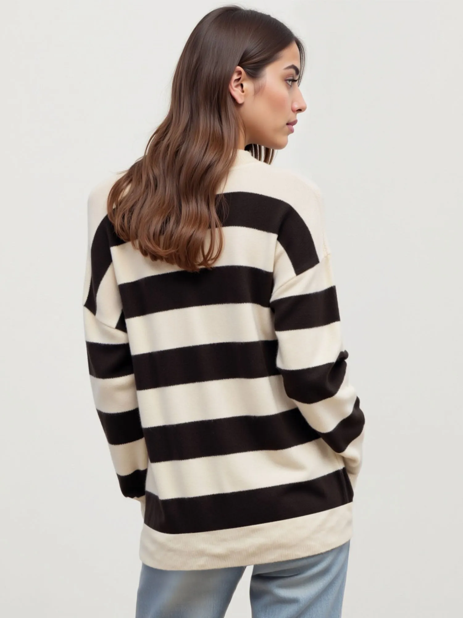 Stripe Crew Long Sleeve Knit Sweater