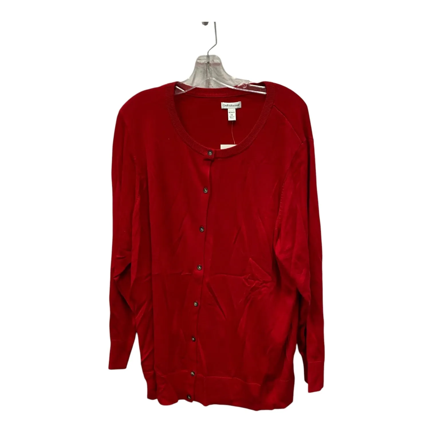 Sweater Cardigan By Croft And Barrow In Red, Size:3X