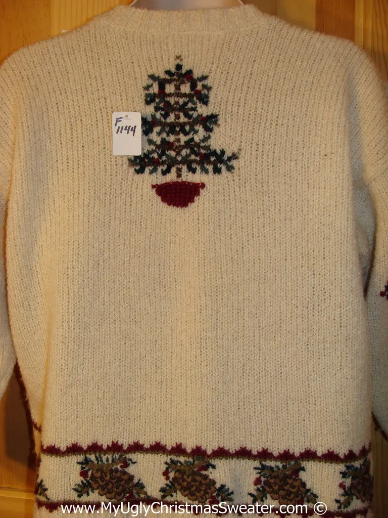 Tacky Cheesy Holiday Sweater with Trees and Ivy (f1144)