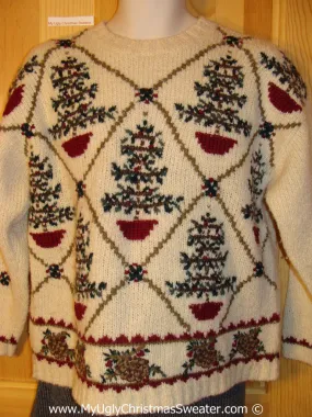 Tacky Cheesy Holiday Sweater with Trees and Ivy (f1144)