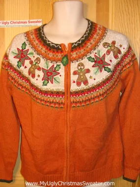 Tacky Ugly Christmas Sweater 2sided Nordic Gingerbread Yoke Pattern (f119)